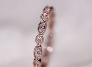 Luxury Jewelry 2017/2018 : MILGRAIN lunette 14k Rose Gold Band Pave diamants par AdamJewelry…
