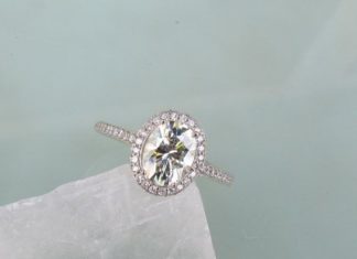 Luxury Jewelry 2017/2018 : Moissanite Engagement Ring in 14k Gold Diamond Halo 7×5 Oval Moissanite Weddings…