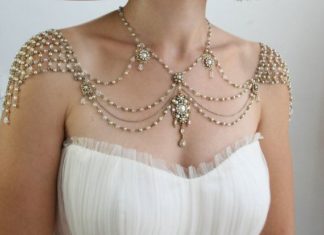Luxury Jewelry 2017/2018 : Necklace For The Shoulders,1920s Style,Great Gatsby,Beaded Pearls,Rhinestone,Jazz Age,Gold,OOAK Bridal Wedding Jewelry,Efrat Davidsohn
