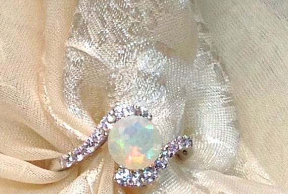 Luxury Jewelry 2017/2018 : Opal Bypass Ring or Engagement Ring Handmade Jewelry