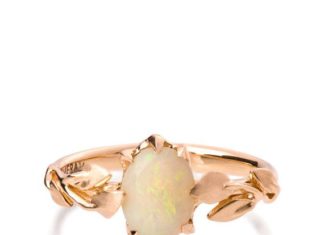 Luxury Jewelry 2017/2018 : Opal engagement ring, Opal ring, Opal 18K Rose Gold Ring, Opal Jewelry, Unique Engagement ring, Australian Opal Ring, Leaves Opal Ring, 14