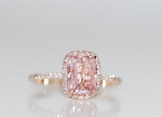 Luxury Jewelry 2017/2018 : Padparadscha Sapphire Ring 14k Rose Gold Diamond by EidelPrecious