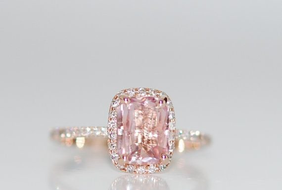 Luxury Jewelry 2017/2018 : Padparadscha Sapphire Ring 14k Rose Gold Diamond by EidelPrecious