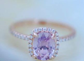 Luxury Jewelry 2017/2018 : Pink Sapphire ring 14k rose gold diamond Engagement Ring 1.45ct Cushion Peach Pink Champagne sapphire