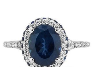 Luxury Jewelry 2017/2018 : Sapphire and Diamond Halo Ring, from Brilliant Earth. Ethical and so freaking gorgeous!
