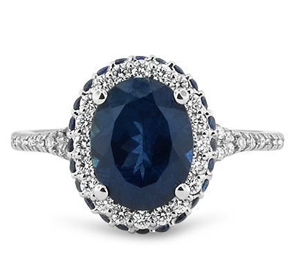 Luxury Jewelry 2017/2018 : Sapphire and Diamond Halo Ring, from Brilliant Earth. Ethical and so freaking gorgeous!