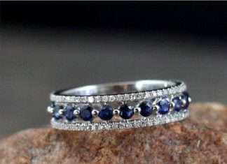 Luxury Jewelry 2017/2018 : Sapphire Diamond Almost Eternity Band ring Silver Gold white, yellow, rose gold-…
