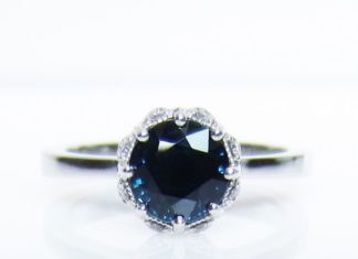 Luxury Jewelry 2017/2018 : Sapphire diamond filigree alternative engagement ring 14k white gold – Custom Ma…