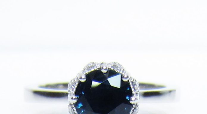 Luxury Jewelry 2017/2018 : Sapphire diamond filigree alternative engagement ring 14k white gold – Custom Ma…