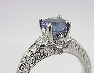Luxury Jewelry 2017/2018 : Sapphire Engagement Ring with Flower Motif, RG-2808d