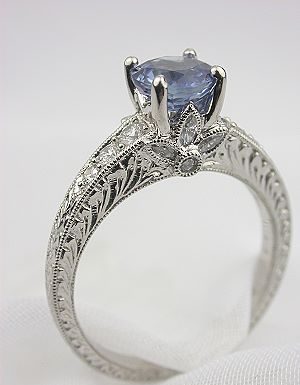 Luxury Jewelry 2017/2018 : Sapphire Engagement Ring with Flower Motif, RG-2808d
