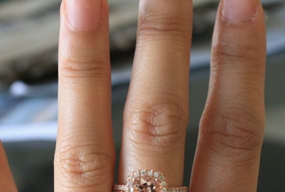 Luxury Jewelry 2017/2018 : SET Morganite Engagement Rings in 14K Rose Gold by Studio1040