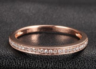 Luxury Jewelry 2017/2018 : Solid 14K Rose Gold Wedding Band Milgrain Pave H/SI by TheLOGR, $169.00…
