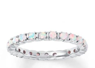 Luxury Jewelry 2017/2018 : Stackable Ring Lab-Created Opals Sterling Silver
