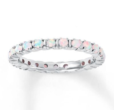 Luxury Jewelry 2017/2018 : Stackable Ring Lab-Created Opals Sterling Silver