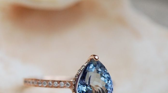 Luxury Jewelry 2017/2018 : Tanzanite Ring. Rose Gold Engagement Ring Lavender Mint Tanzanite pear cut halo engagement ring 14k rose gold.
