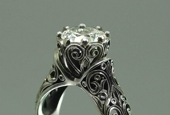 Luxury Jewelry 2017/2018 : The ENCHANTED PRINCESS White Sapphire 14k gold engagement ring RESERVED for kilothelostboy