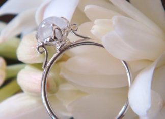Luxury Jewelry 2017/2018 : The Lotus Ring in Sterling Silver with Blue Rainbow Moonstone – Made to Order. $…