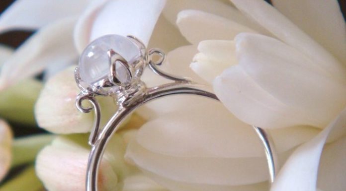 Luxury Jewelry 2017/2018 : The Lotus Ring in Sterling Silver with Blue Rainbow Moonstone – Made to Order. $…