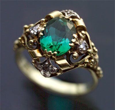 Luxury Jewelry 2017/2018 : The photograph my art nouveau engagement ring was made from. Green tourmaline, d…