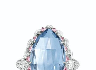 Luxury Jewelry 2017/2018 : UNIQUE FANCY VIVID BLUE DIAMOND, PINK DIAMOND AND DIAMOND RING. Set with a modif…