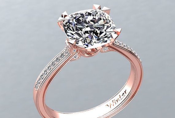 Luxury Jewelry 2017/2018 : Victorian inspired 14k Rose gold Diamond Ring Engagement Ring 2.65 ct VVS White …