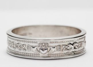 Luxury Jewelry 2017/2018 : White Gold Handcrafted Irish Claddagh Celtic Wedding Band Ring…