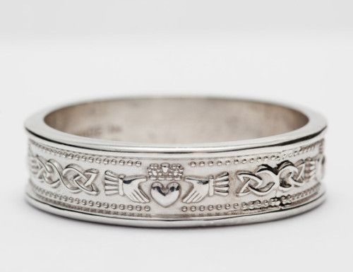 Luxury Jewelry 2017/2018 : White Gold Handcrafted Irish Claddagh Celtic Wedding Band Ring…