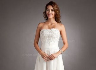 Short Wedding Dresses : A-Line/Princess Sweetheart Asymmetrical Tulle Wedding Dress With Lace Beading (0…