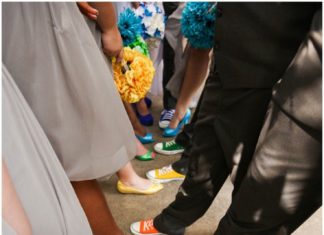 Short Wedding Dresses : Colorful $8K Rainbow Wedding | The Budget Savvy Bride