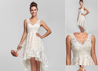 Short Wedding Dresses : Ivory+Lace+Wedding+Dresses+Bride+Gowns+Hi-lo+A-line+US+2+4+6+8+10+12+Plus+Size++…