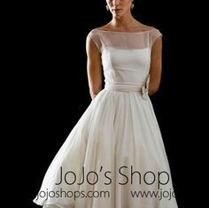 Short Wedding Dresses : Retro Modest 50s 60s Short Tea Length Wedding Dress…