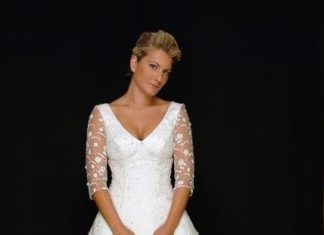 Short Wedding Dresses : short tea length wedding dress with lace sleeves…