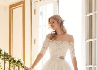 Short Wedding Dresses : tea length short wedding dress with sleeves