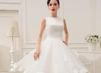 Short Wedding Dresses : Wholesale A-Line Wedding Dresses – Buy Cut Out Backless Satin Knee-Length Weddin…