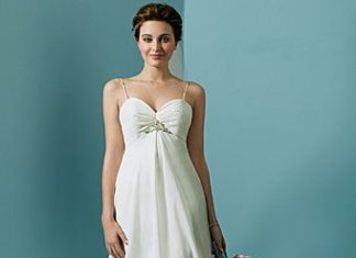 Short Wedding Dresses : Wholesale High Quality One-Piece Modest Discount White Spaghetti Straps Empire W…