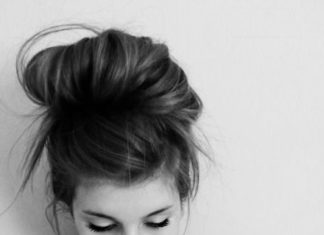 Trendy Hair Style : messy bun. dark eyes….