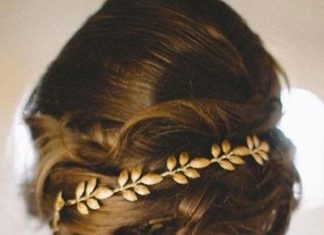 Wedding Hair With Flowers & jewels : Athena – Simple Brass Gold Leaf Crown – Bridal or Special Occasion Boho Headband…