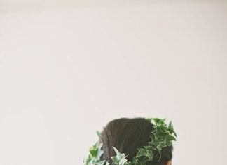 Wedding Hair With Flowers & jewels : Ethereal wedding hair idea – low bun with greenery crown for bride {hotmetalstud…