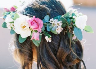Wedding Hair With Flowers & jewels : Floral crown: Floral Design: The Flower Studio – www.stylemepretty… Photograph…