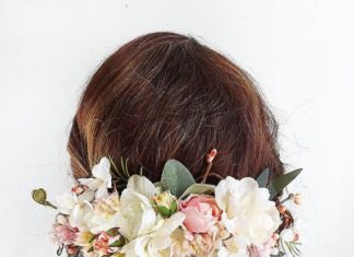 Wedding Hair With Flowers & jewels : floral headpiece with veil, ivory and blush wedding headpieces by The Honeycomb…