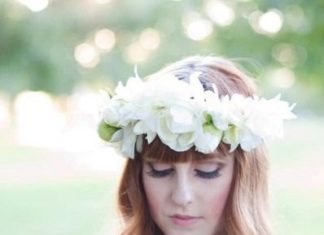 Wedding Hair With Flowers & jewels : Flower crown for bride – all-white flower crown with loose waves {Gina Schroeder…