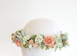 Wedding Hair With Flowers & jewels : Flower Crown, Peach Flower Crown, Boho Headdress, Bridal Crown, Peach Wedding, Floral Head Wreath, Spring Wedding, Coral Wedding, SORBET