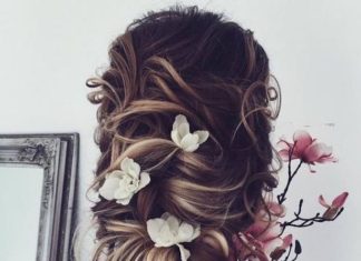 Wedding Hair With Flowers & jewels : Wedding Hairstyle – via Ulyana Aster…