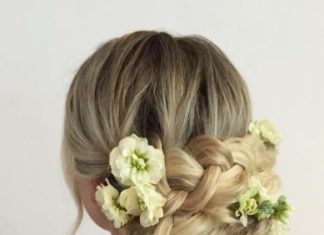 Wedding Hair With Flowers & jewels : Featured Hairstyle: Heidi Marie (Garrett) Villa – Hair and Makeup Girl; Wedding …