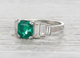 Engagement Rings & Wedding Rings : Stunning Art Deco Emerald Engagement Ring – Mon Cheri Bridals