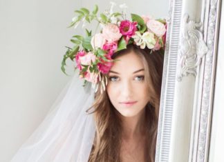 Wedding Hair With Flowers & jewels : Wedding hairstyle idea; Featured Hairstyle: Elstile…