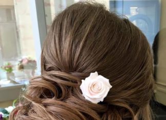 Wedding Hair With Flowers & jewels : Wedding hairstyle idea; Featured Hairstyle: Elstile…