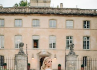 Beautiful Brand Wedding Dresses : Beaded, embellished Badgley Mishka wedding dress: Groom’s Suit: Tom Ford – www.s…