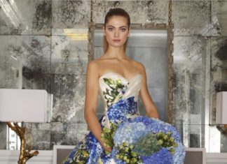 Beautiful Brand Wedding Dresses : Beautiful blue floral Ramona Keveza wedding dress: www.stylemepretty……